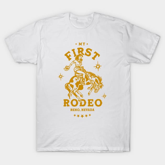 My First Rodeo: Reno, Nevada. Cute Vintage Pinup Cowgirl T-Shirt by The Whiskey Ginger